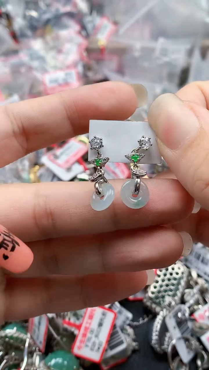 银S925镶嵌戒指翡翠天然A货缅甸翡翠