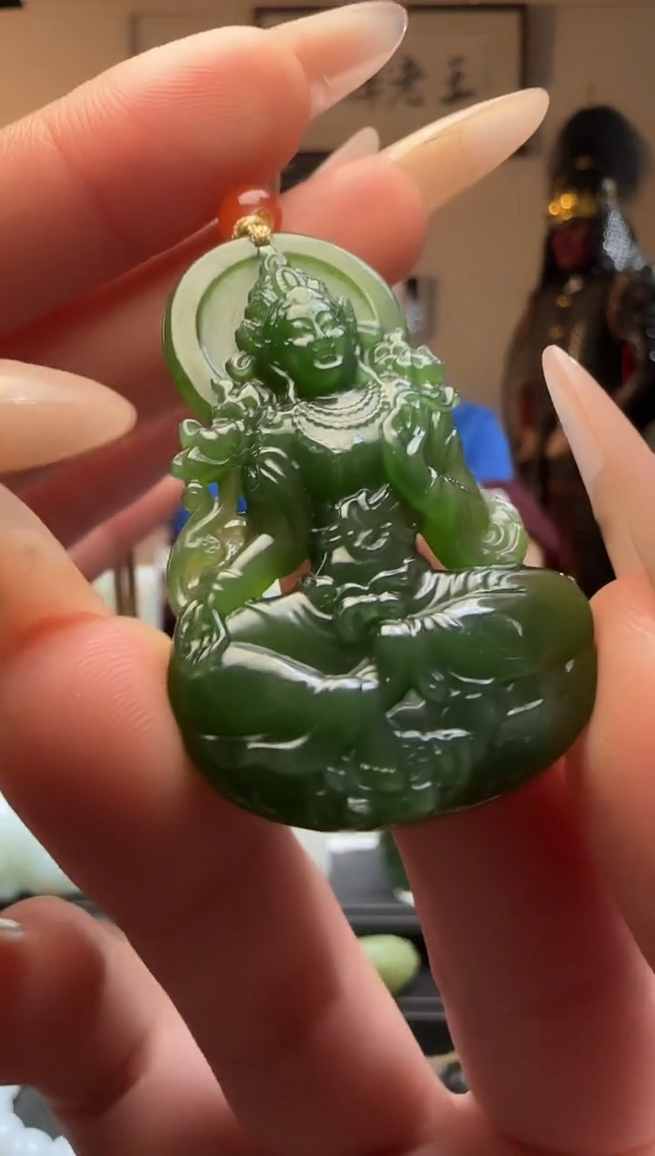 【闪购商品】和田玉碧玉观音未镶嵌吊坠