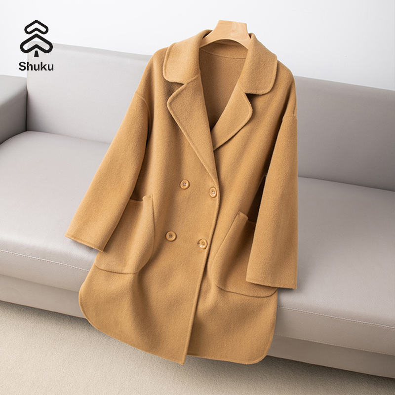  【舒库】100%羊毛质感奢宠！双排扣大衣 演绎高级格调151425118026