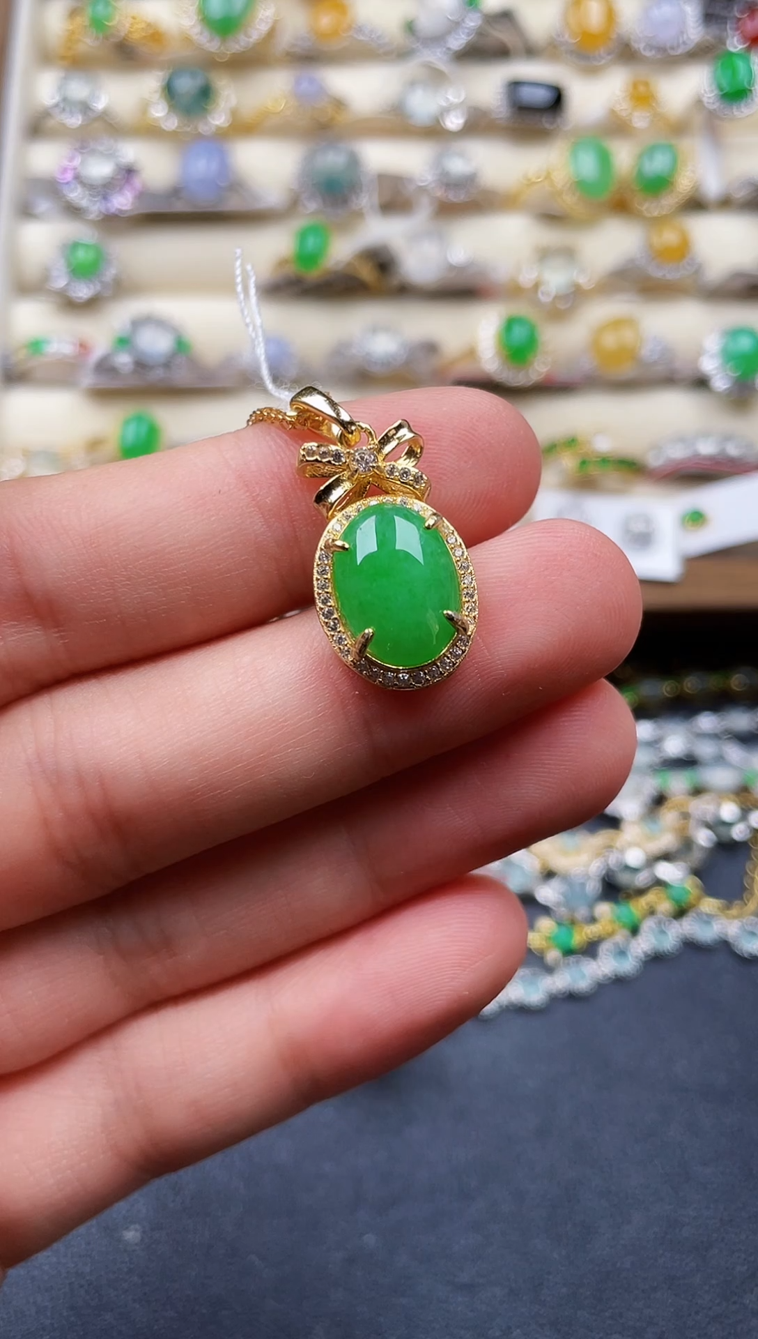 颈饰银S925镶嵌翡翠155