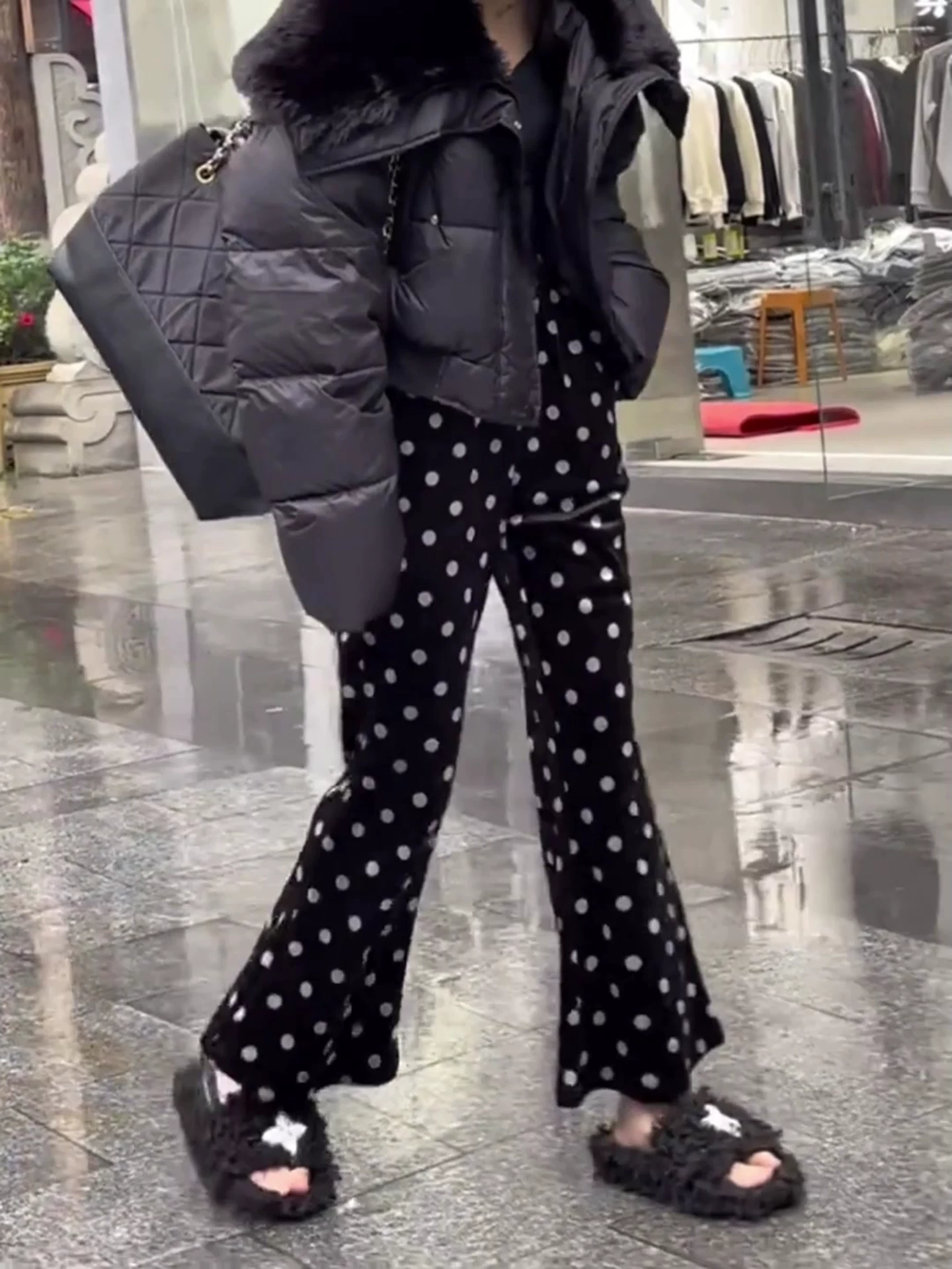 〖猫姐衣橱〗秋季新款时尚高腰一体绒微喇走点裤996