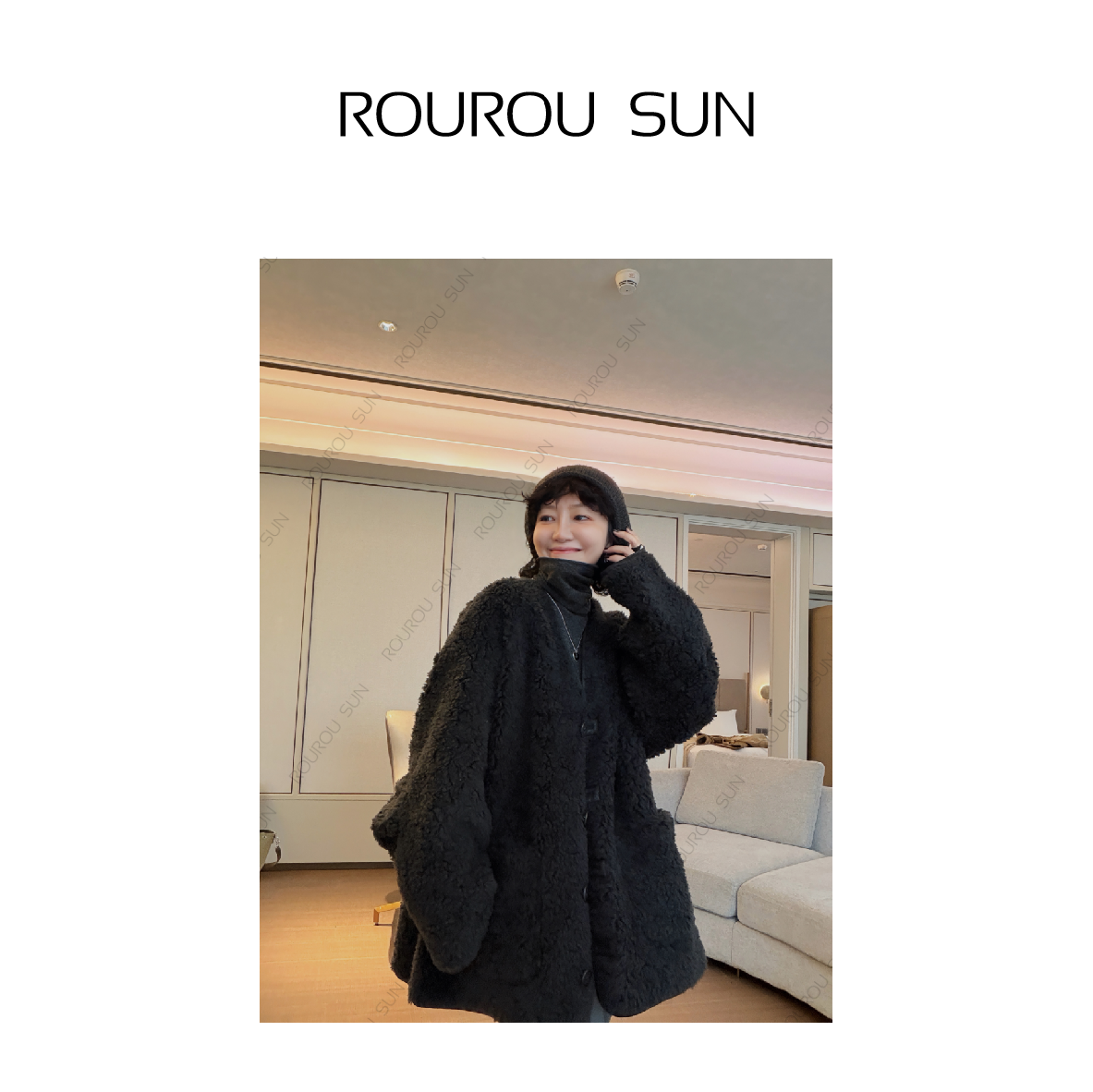 29756冬款女装韩系宽松松弛百搭羊毛V领外套