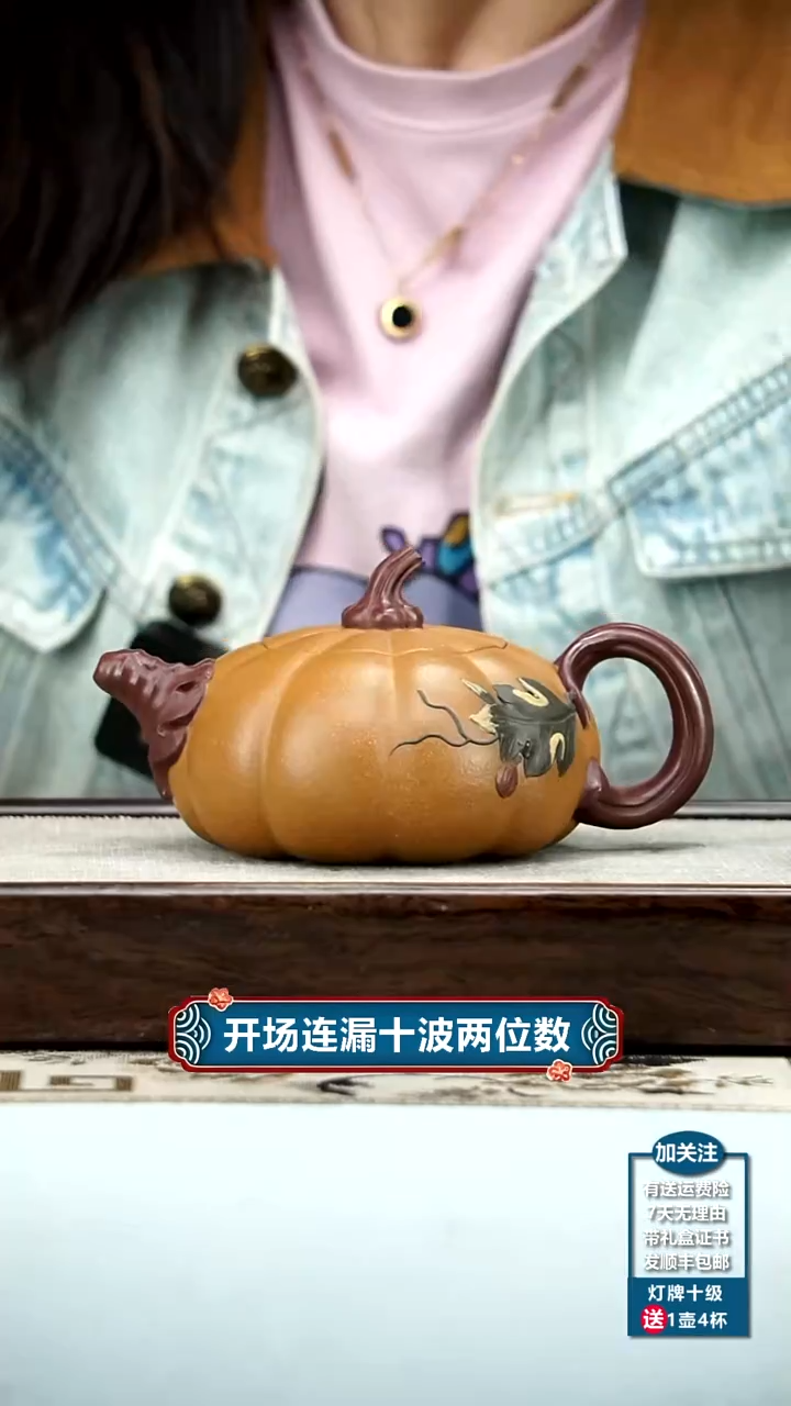 【闪购商品】紫砂茶壶蒋静明老段泥南瓜300CC