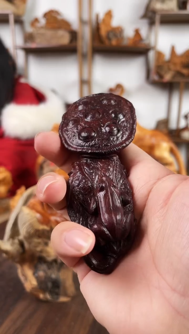 【闪购商品】檀香紫檀（小叶紫檀）木雕莲蓬青蛙