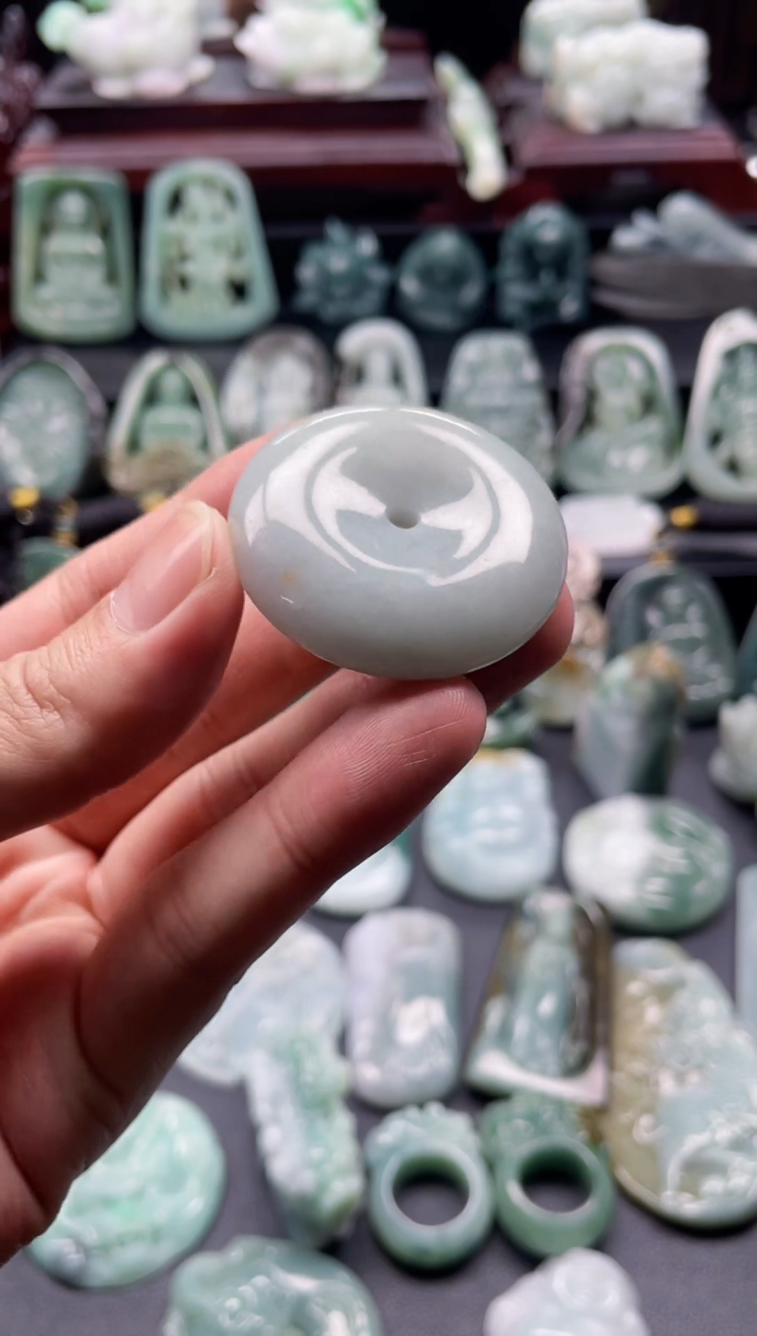 颈饰未镶嵌翡翠4  天然翡翠a货  平安扣