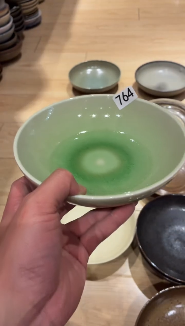 瓷片李*会764微瑕绿心平底盘1个