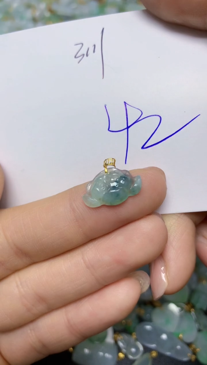 【闪购商品】翡翠挂件18K金镶嵌 天然翡翠A货