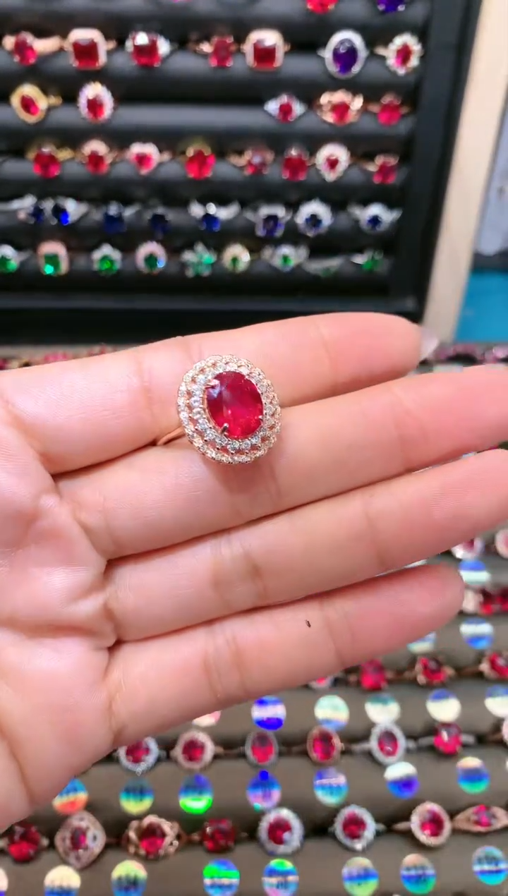 【闪购商品】红宝石戒指银S925镶嵌911玫瑰金