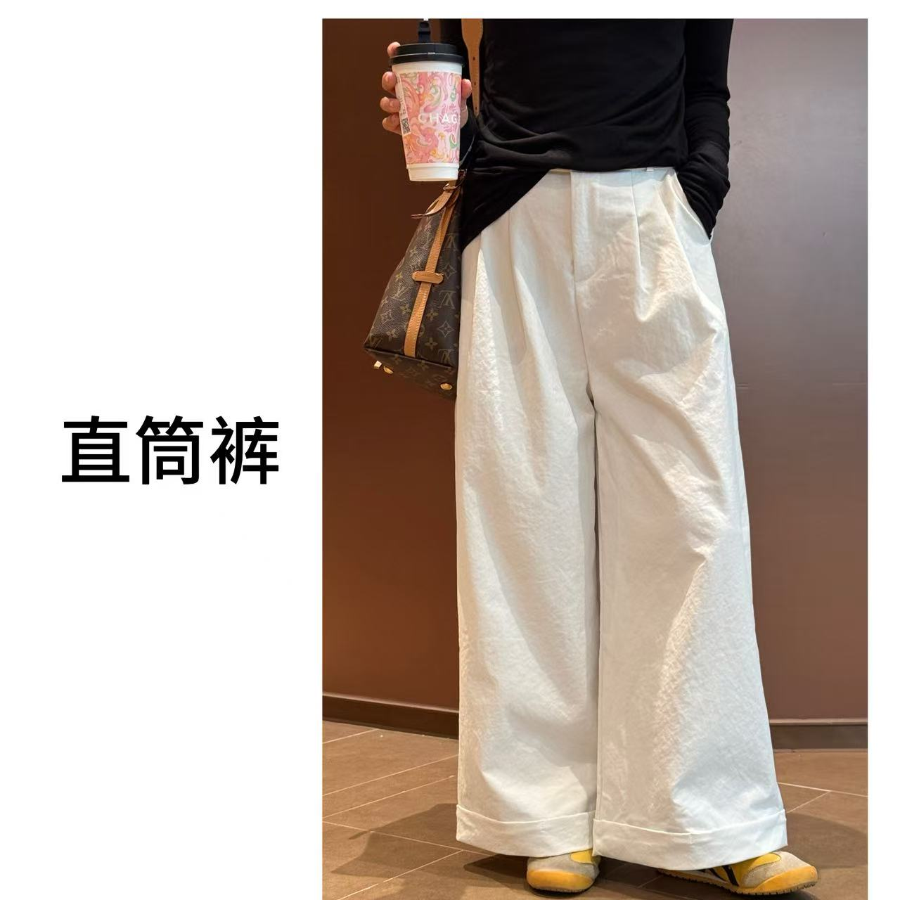 【S.宋晓暖】秋季新款时尚百搭翻边休闲直筒裤NJ-YYC029
