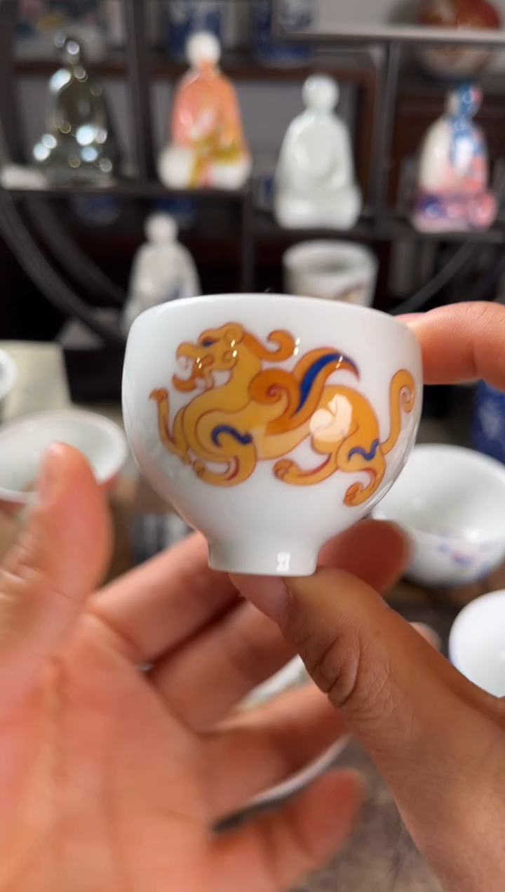 景德镇文祥窑手工釉下彩陶瓷单杯
