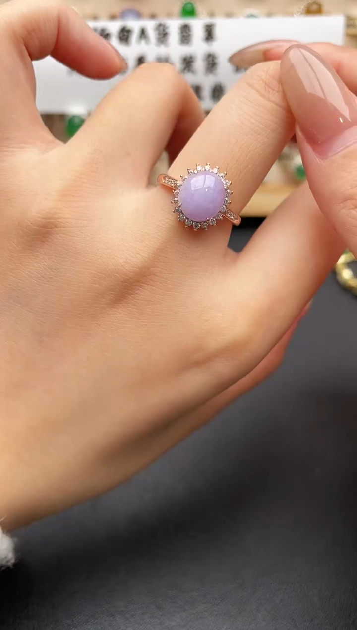 银S925镶嵌戒指翡翠一物一证一礼盒