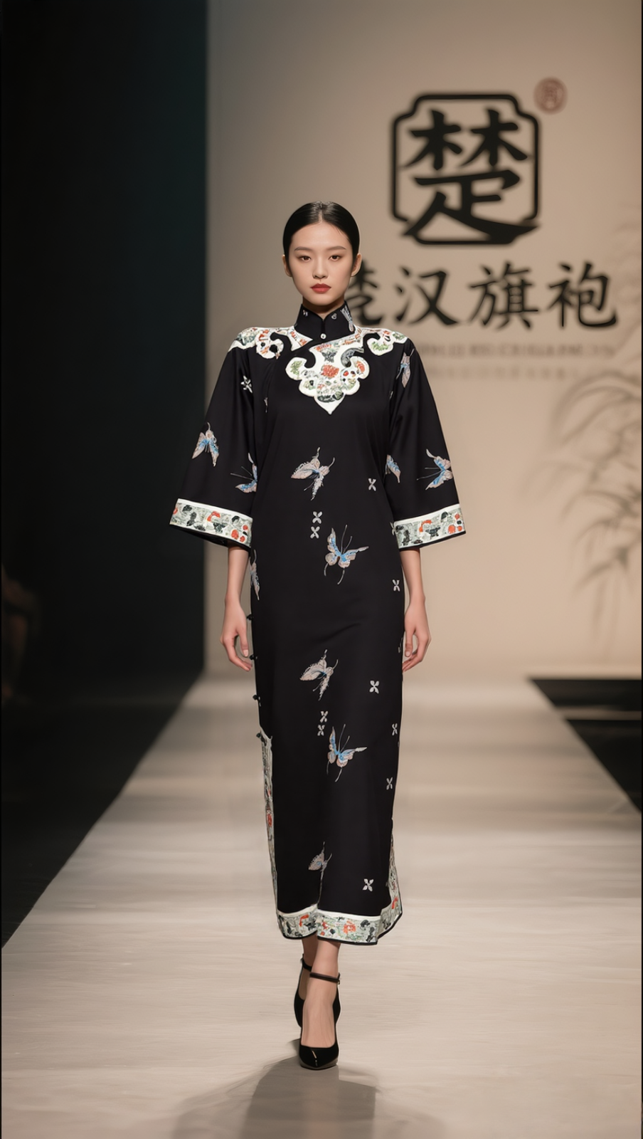 如意 楚汉旗袍京派古法手工全开襟旗袍重工刺绣新款130CM