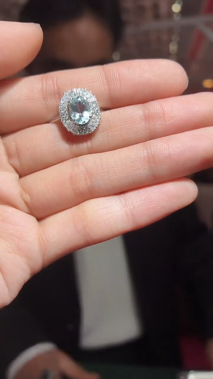 银S925镶嵌戒指海蓝宝石（扎德严选）