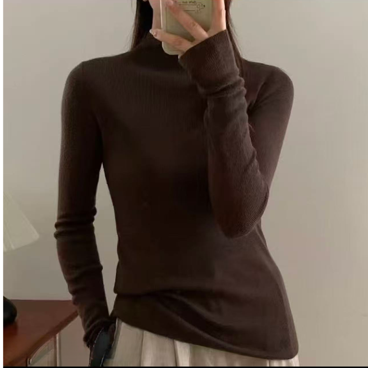 长袖少女风毛衣网红毛针织衫针织半高领女秋冬