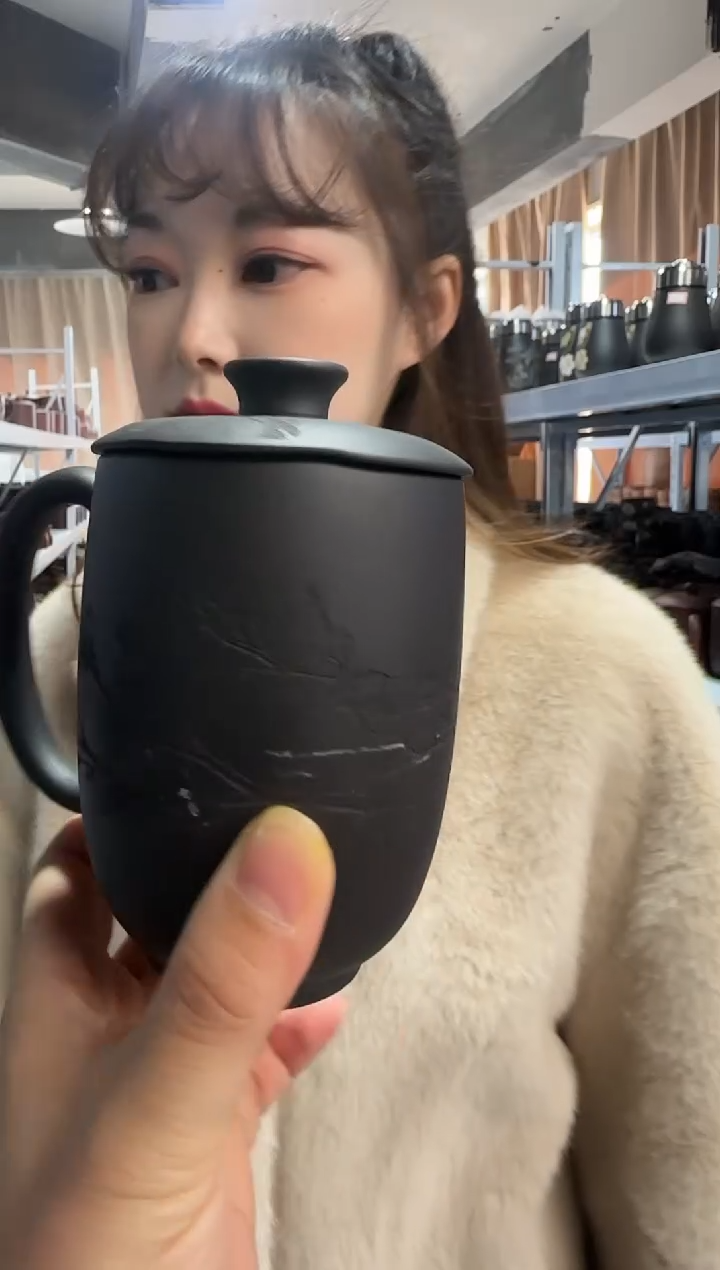 【闪购商品】紫砂盖杯紫砂盖杯石黄闻香杯刻绘花