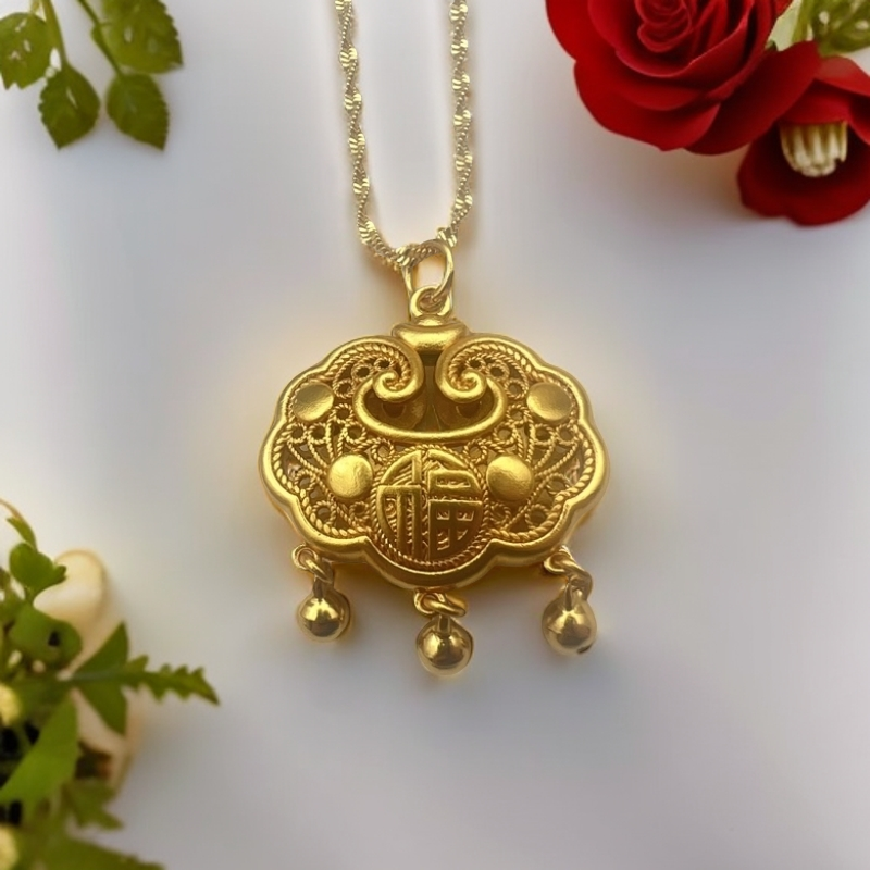 【七七专属】精时尚合金镶嵌平安锁吊坠DZ60958赠合金链