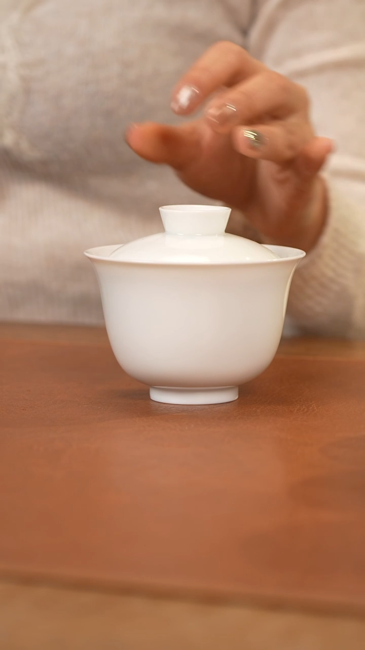 【闪购商品】杯景德镇白胎元宝盖碗