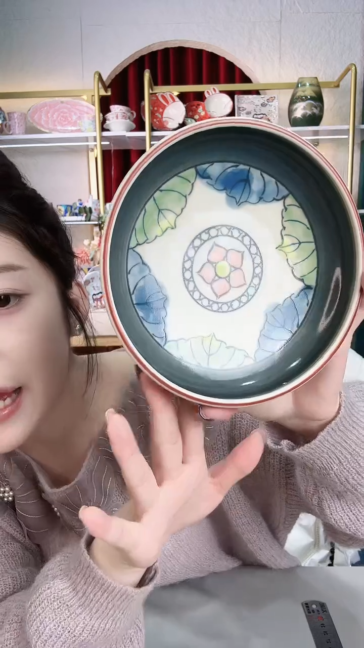 【闪购商品】盘有田烧手绘莲花钵15.5cm一个