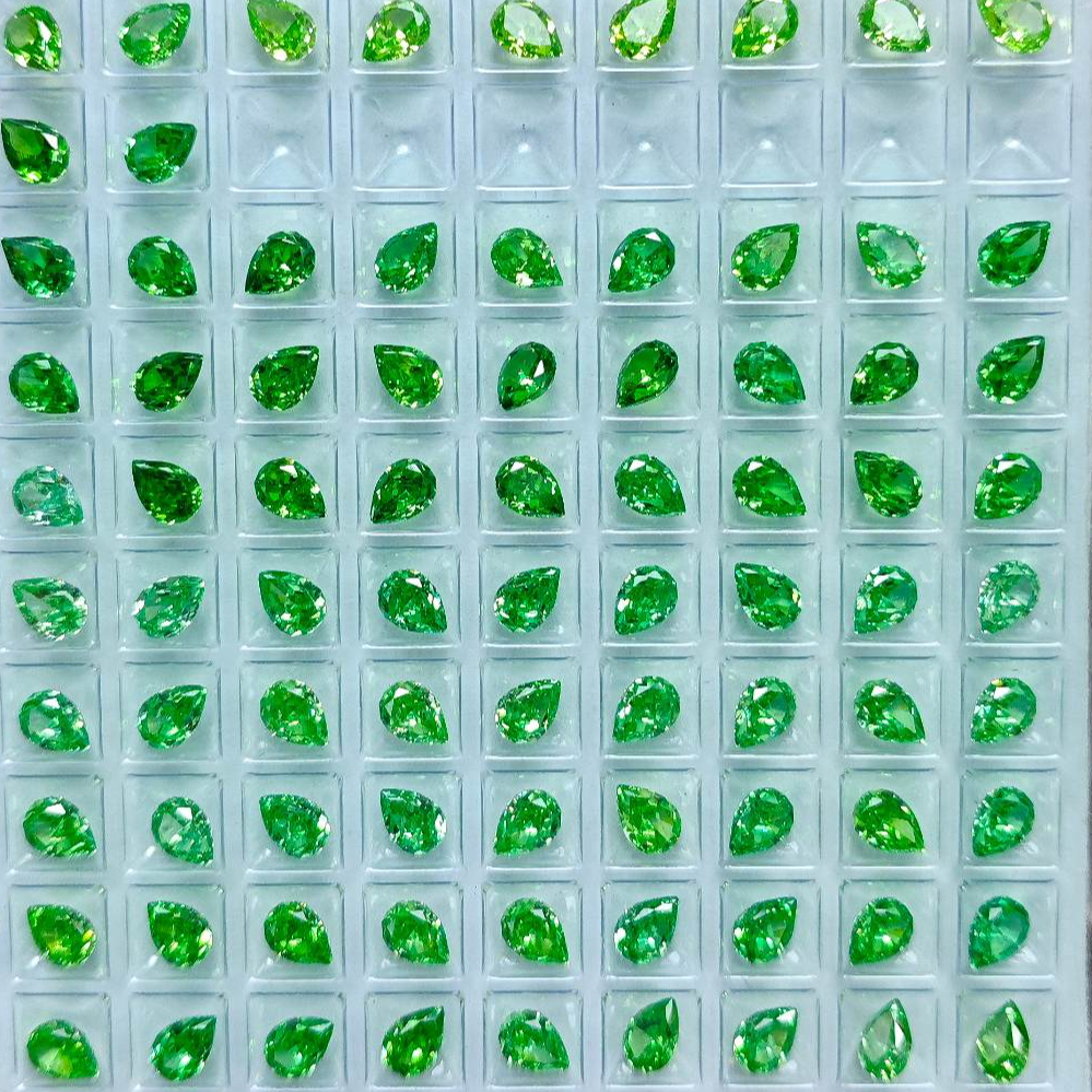 冰花切5*7水滴锆石爆闪美甲钻绿色
