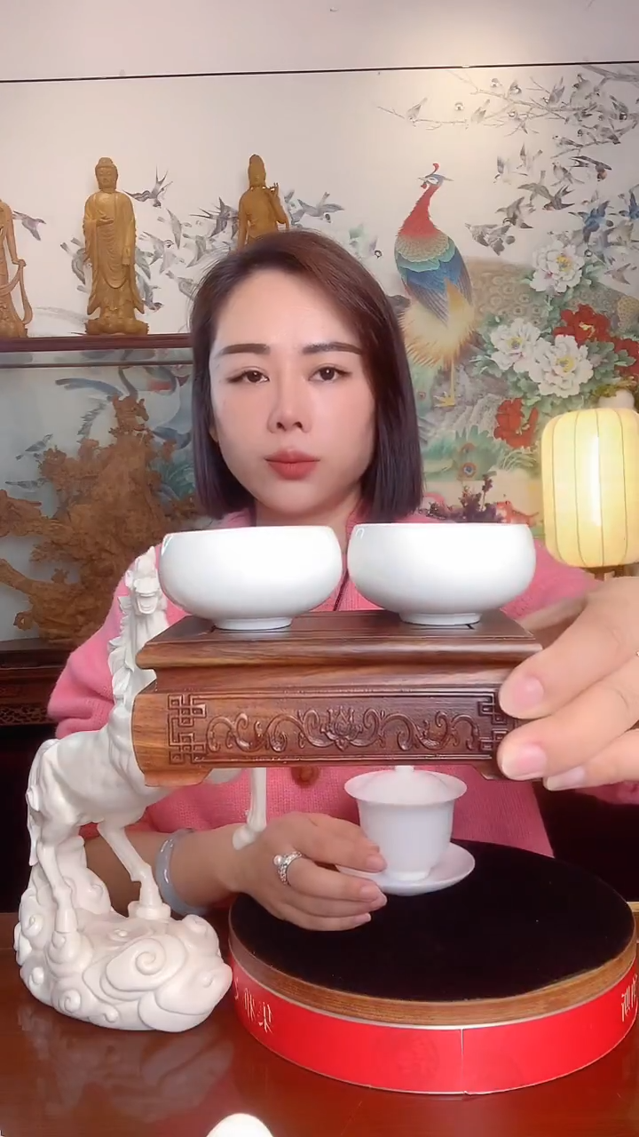 摆件德化白瓷 禅定杯一对