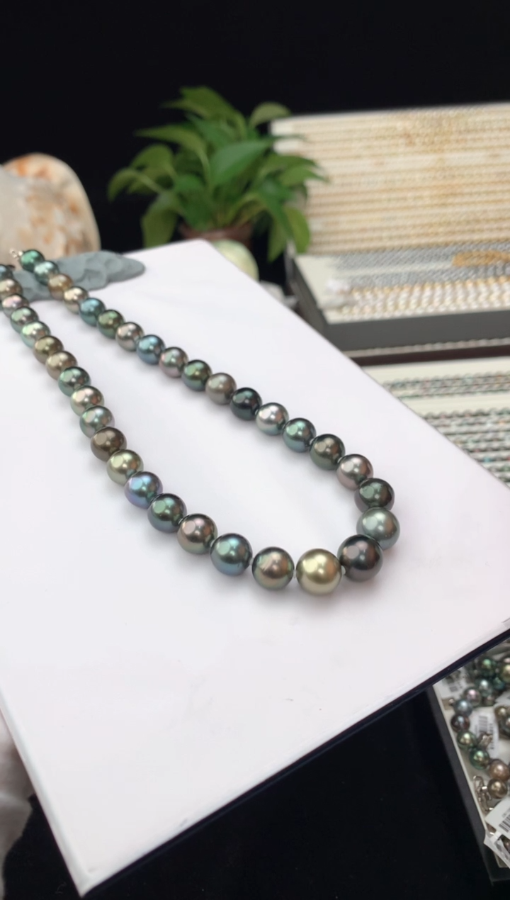 【闪购商品】海水珍珠颈饰银S925镶嵌海水大溪地珍珠项链10-12mm