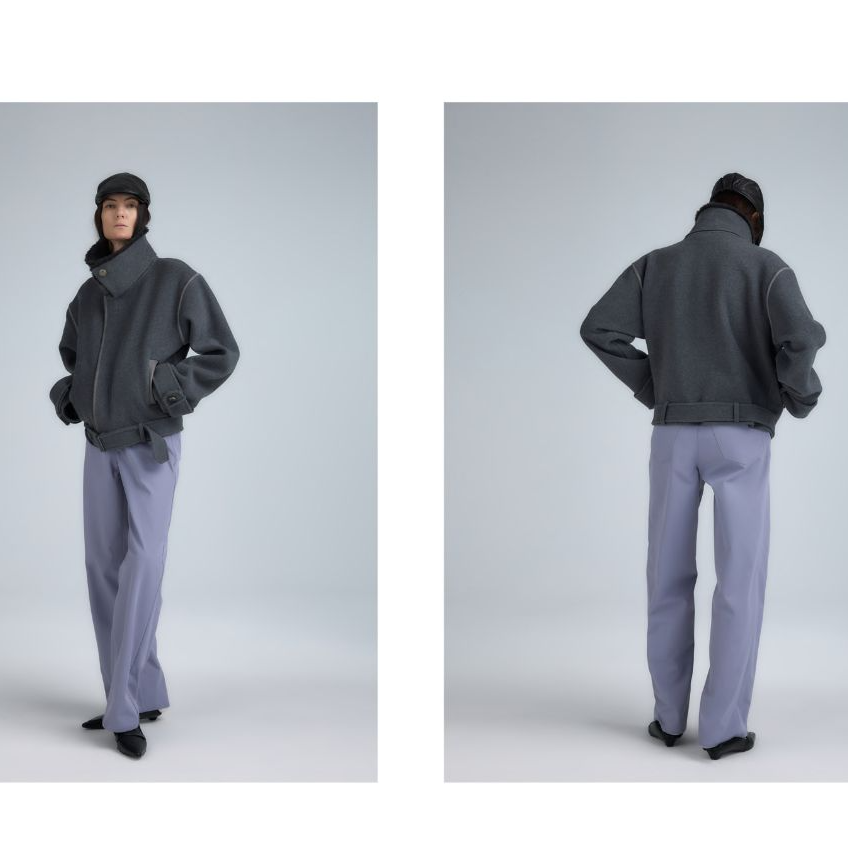 【LOCAT】 yifu lu  石灰色双面呢立领短外套  YFLFCCO2023