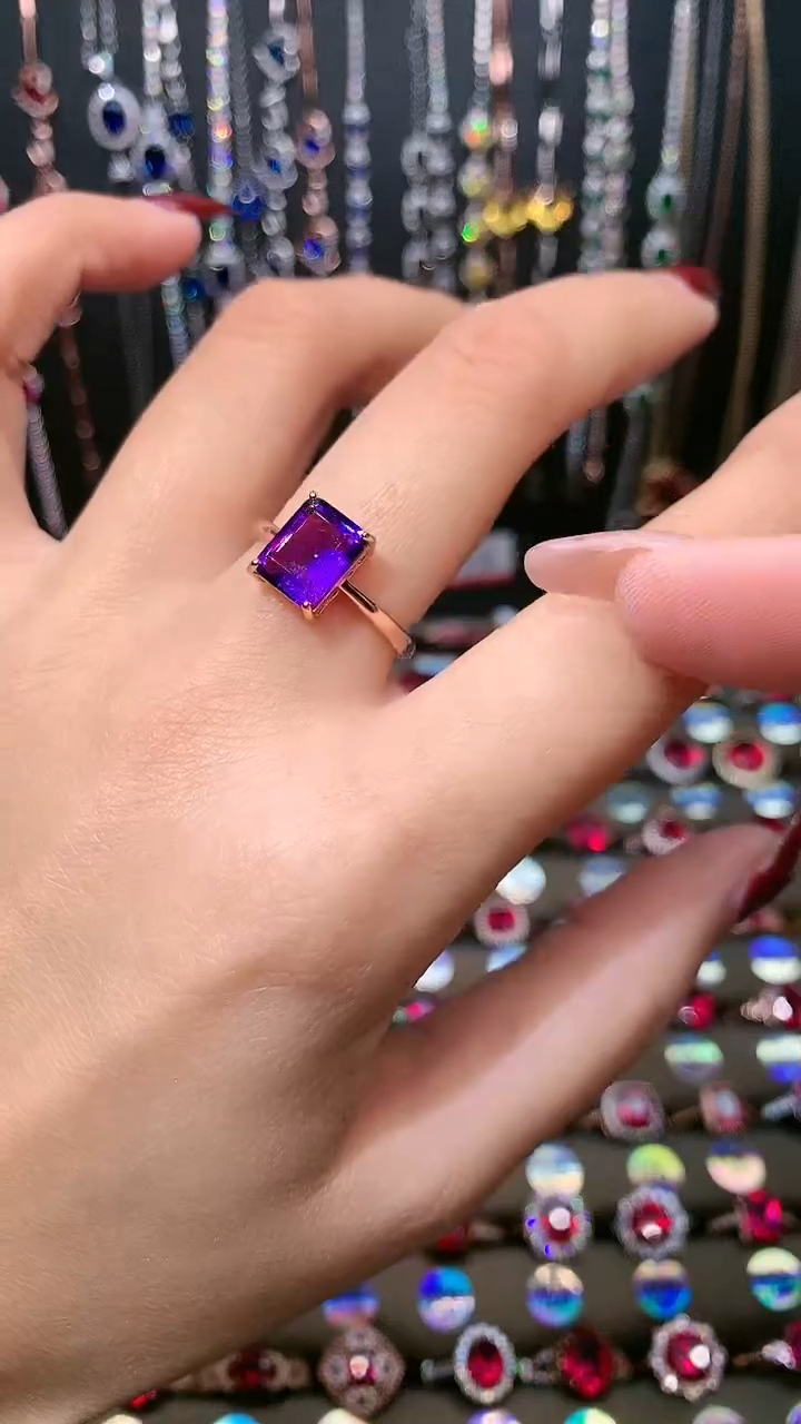 【闪购商品】水晶戒指银S925镶嵌7.9玫瑰金