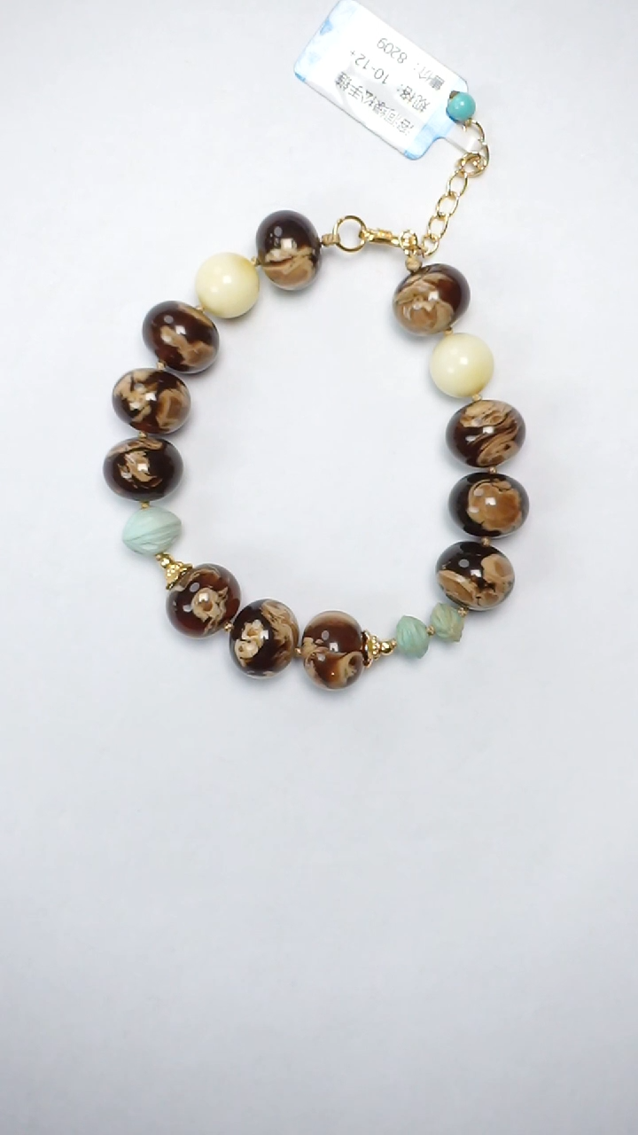 【闪购商品】未镶嵌琥珀手链溶洞绿松手串10-12mm