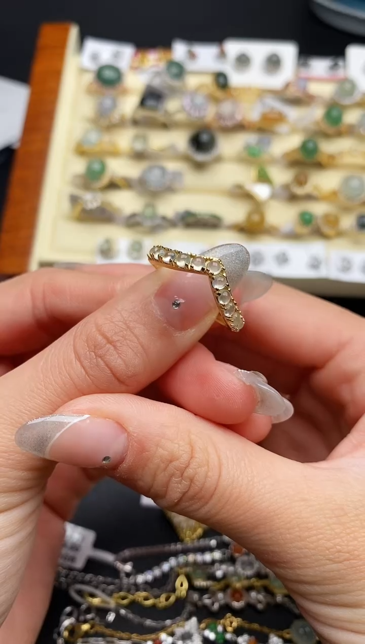 【闪购商品】翡翠戒指银S925镶嵌777777777+2