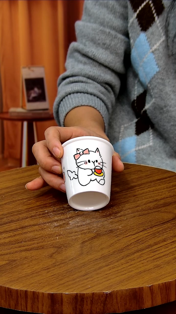 杯子陶纯手绘，釉下彩，健康瓷