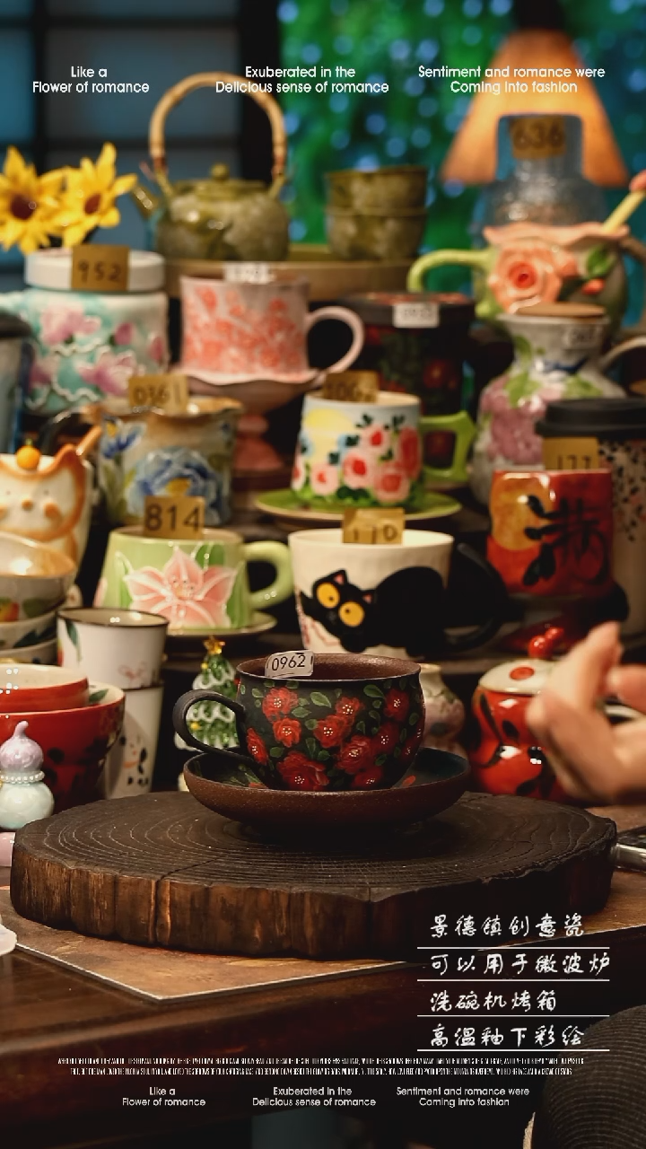 陶瓷景德镇高温釉下彩手工手绘款式