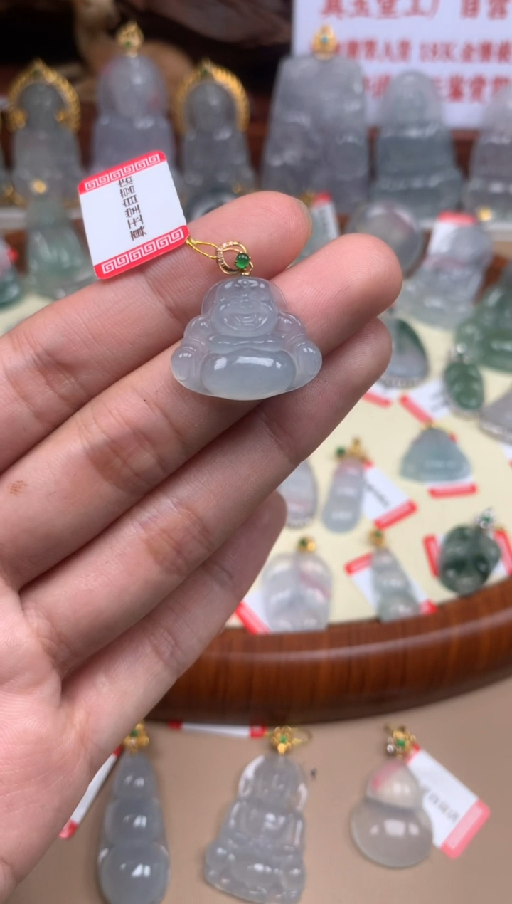 【闪购商品】翡翠颈饰18K金镶嵌佛公