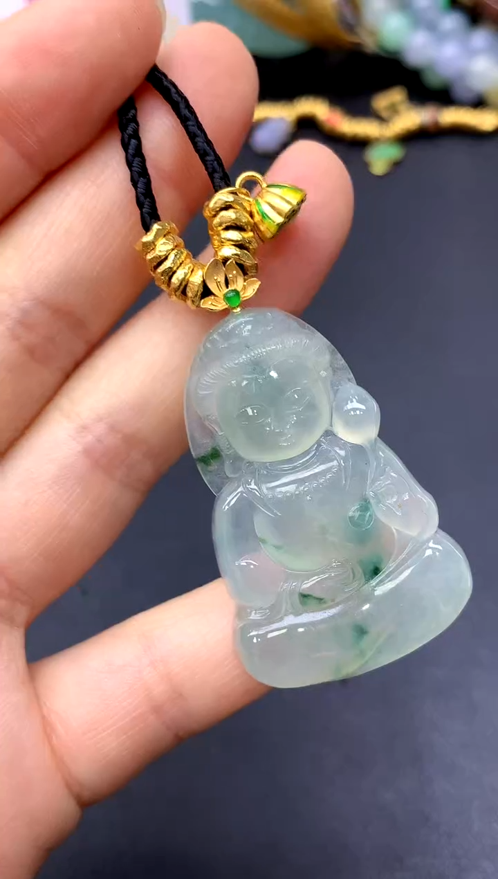 颈饰18K金镶嵌翡翠242-中国好珍宝