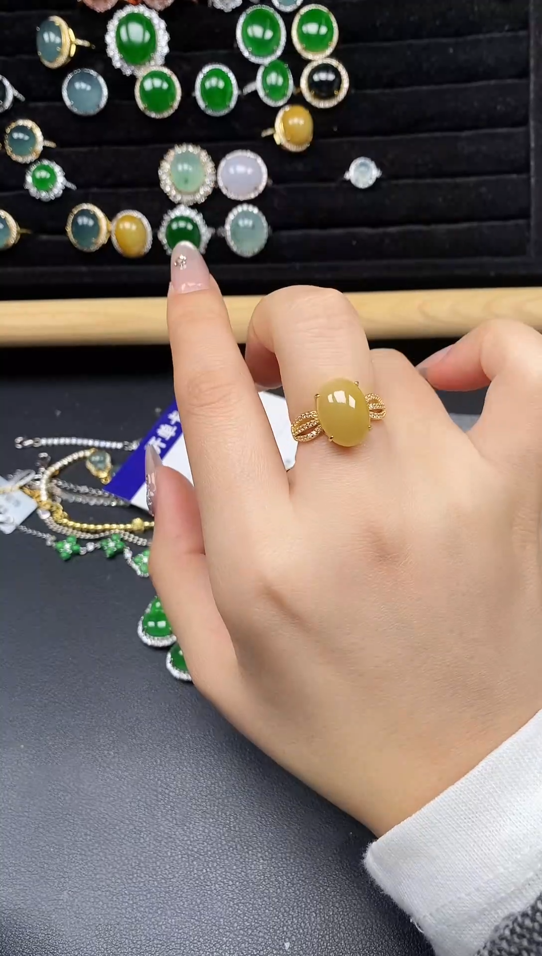 银S925镶嵌戒指翡翠25835