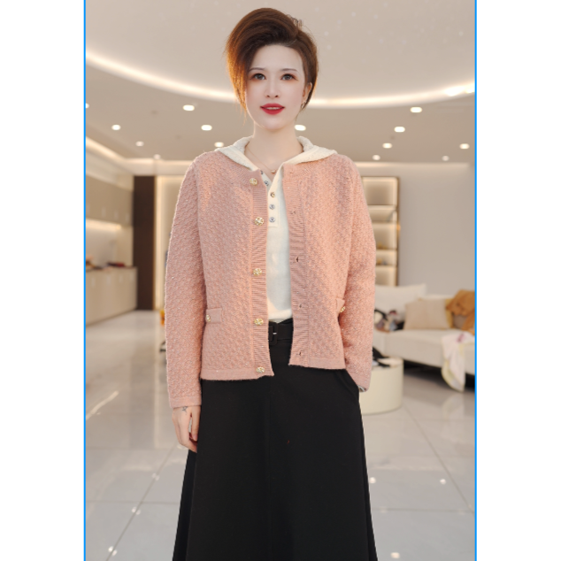 【啦啦精选】秋冬长袖短款小香风外套显瘦气质圆领开衫23803