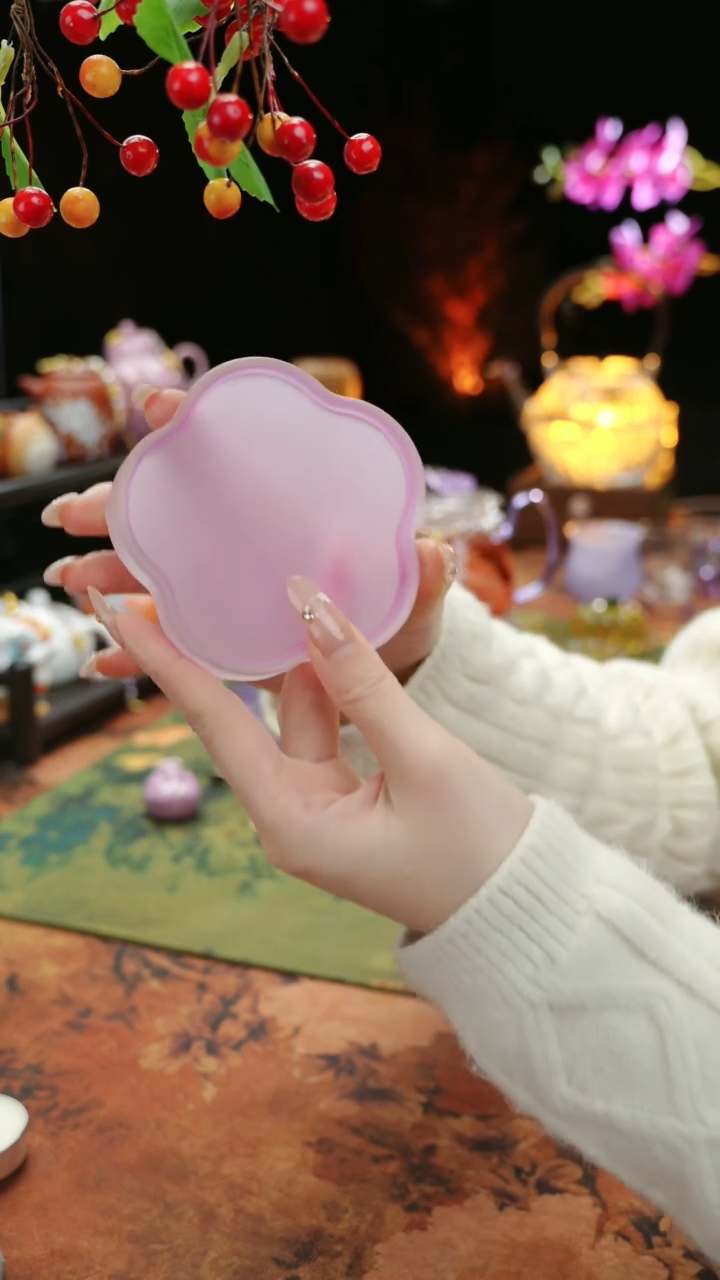 【闪购商品】紫色水晶琉璃梅花杯垫