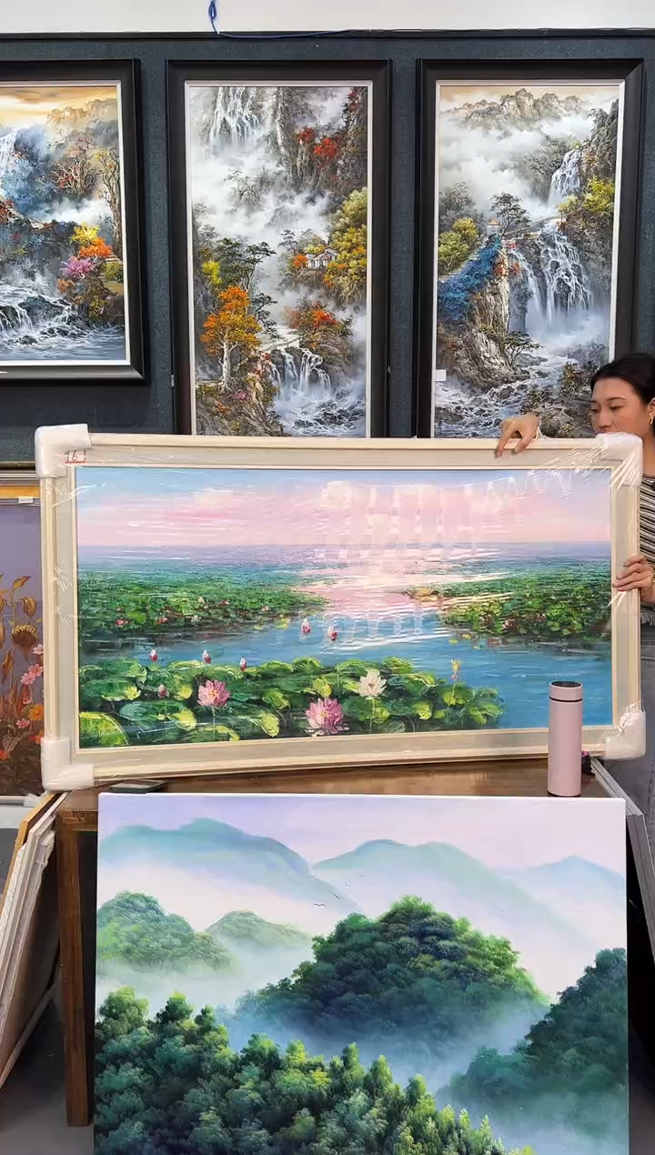 【闪购商品】油画165号手绘油画-60*120-荷花