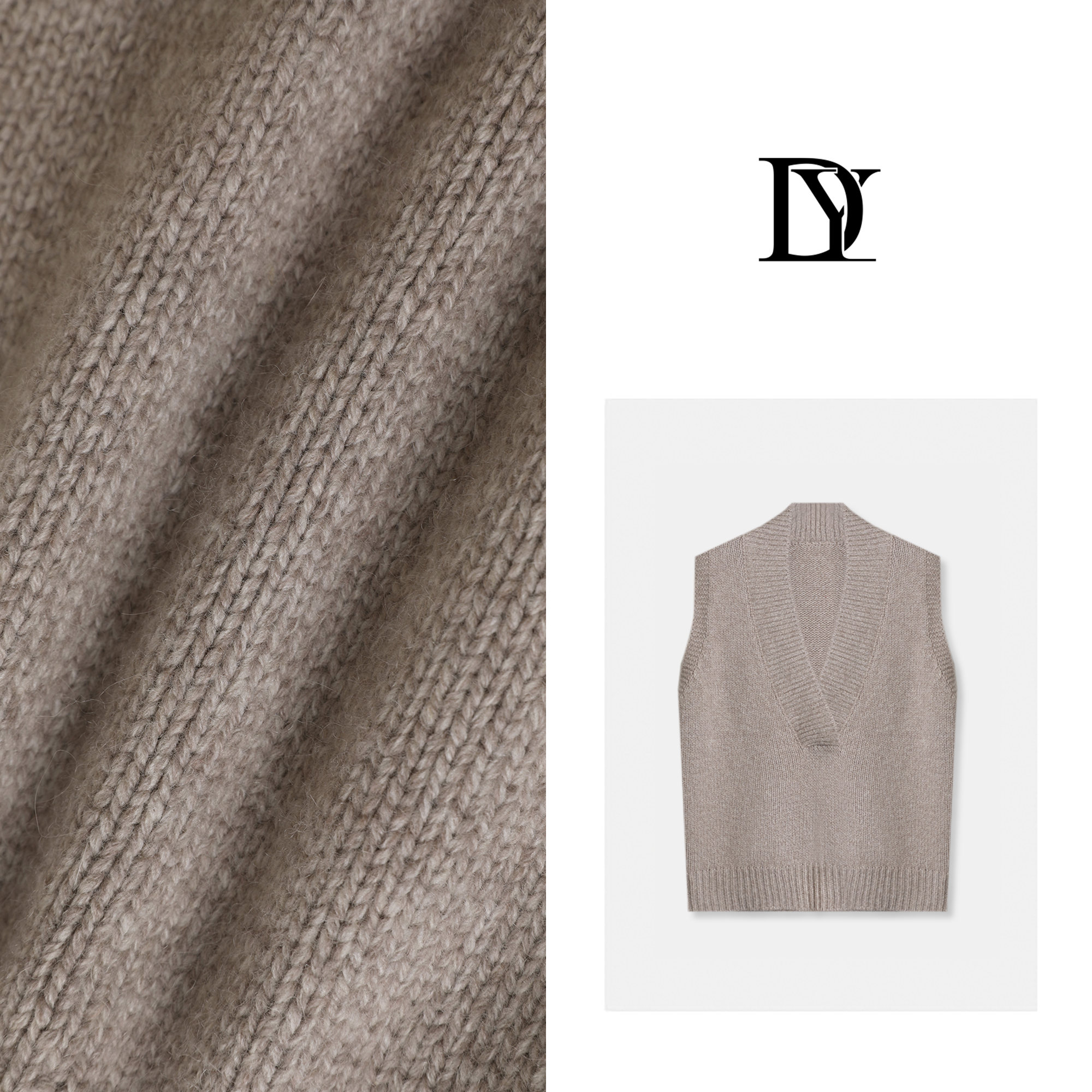 大缘·缘本【大V马甲】秋冬新款工字型粗针V领马甲上衣DT8692