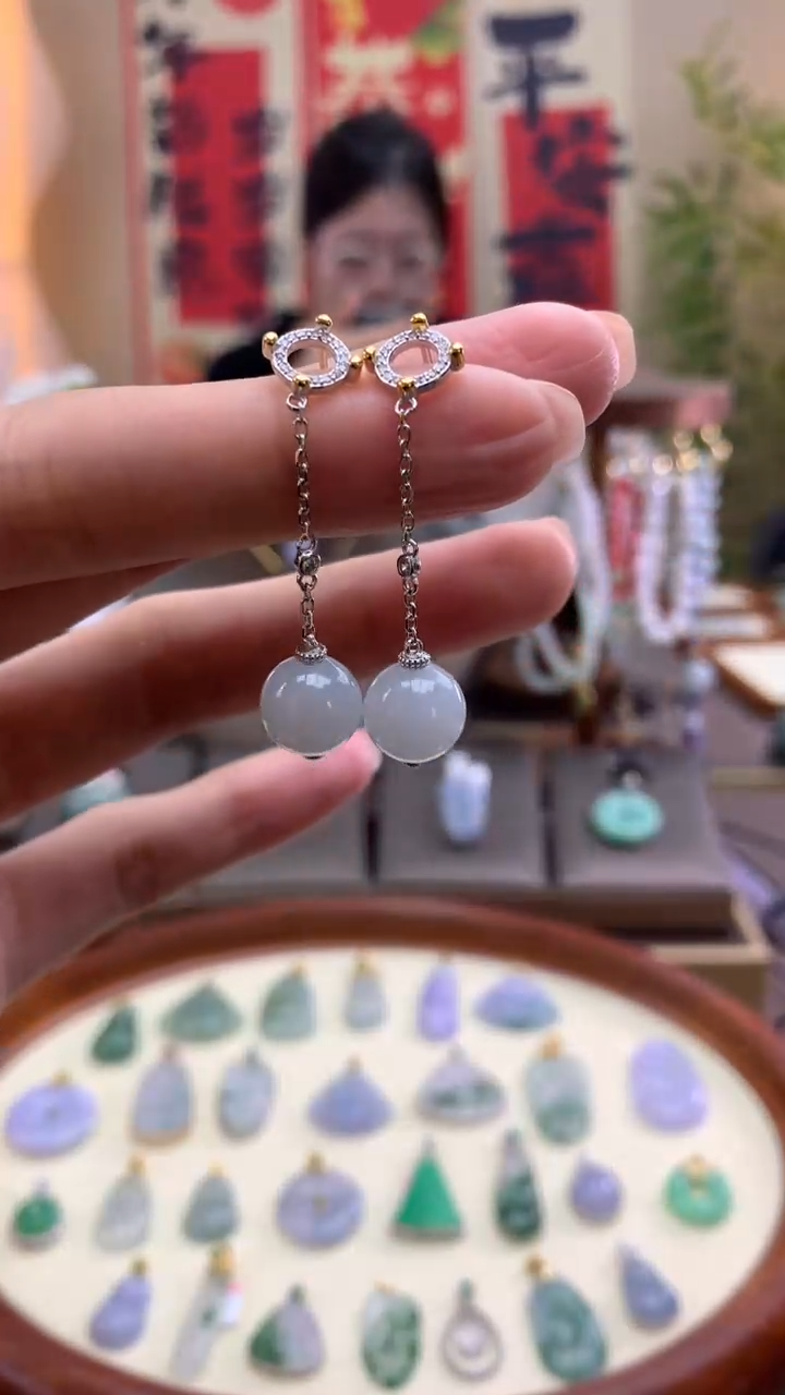 【闪购商品】翡翠颈饰银S925镶嵌耳饰