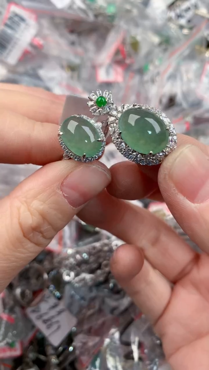 银S925镶嵌戒指翡翠444                  8