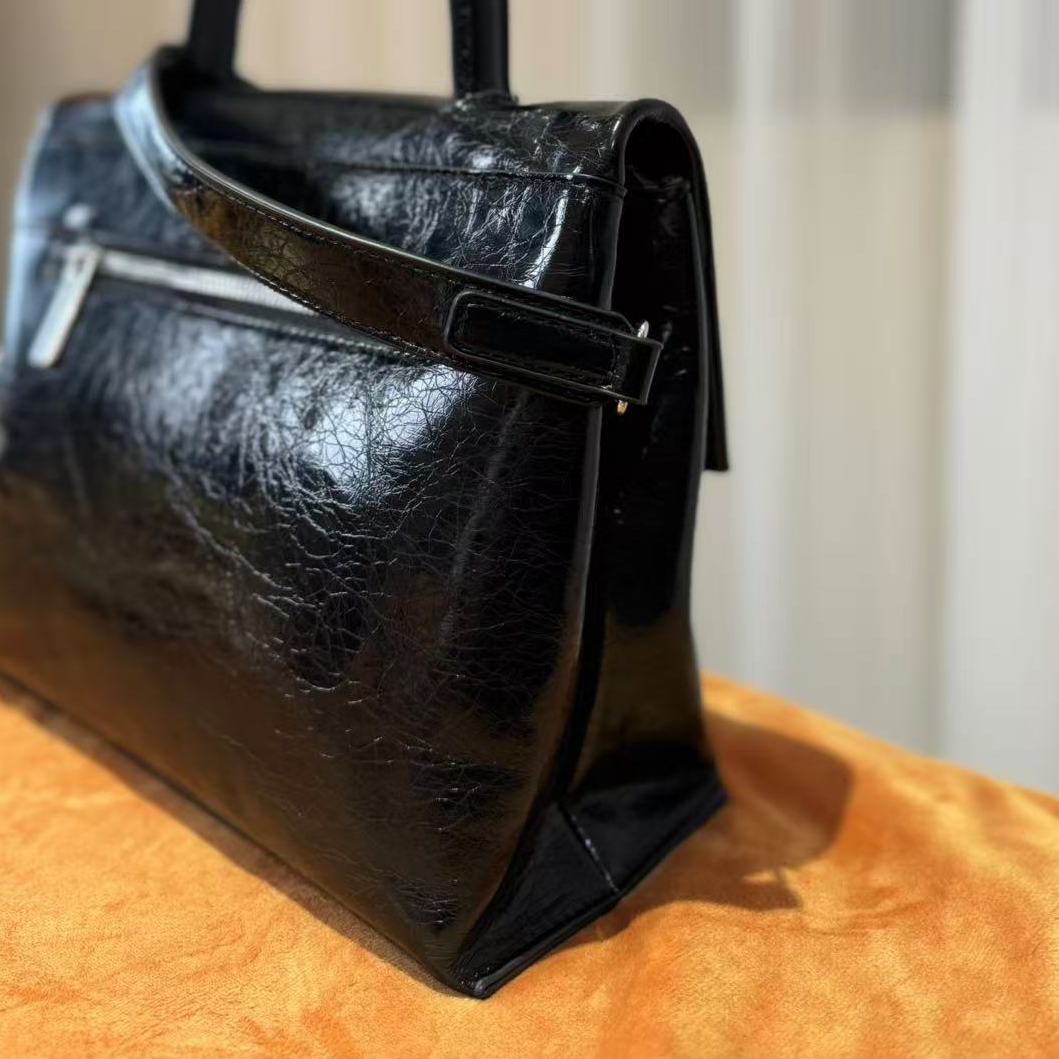 HIRMRIS手工真皮漆纹包CZ97-2 手提漆蒂