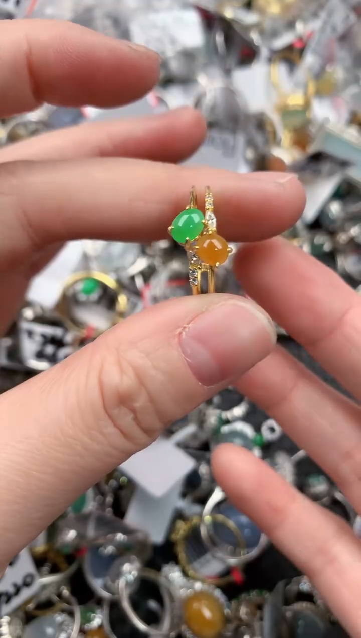 银S925镶嵌戒指翡翠444          10