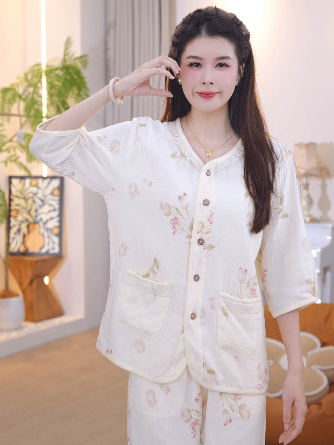 【纯棉时代】2025夏款女士舒适纯棉睡衣家居服薄款AYR