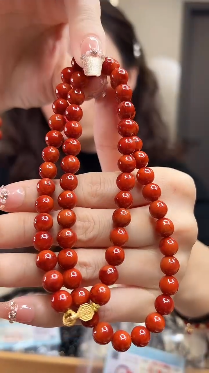 【闪购商品】南红玛瑙项链未镶嵌8mm/50cm/18K金设计款