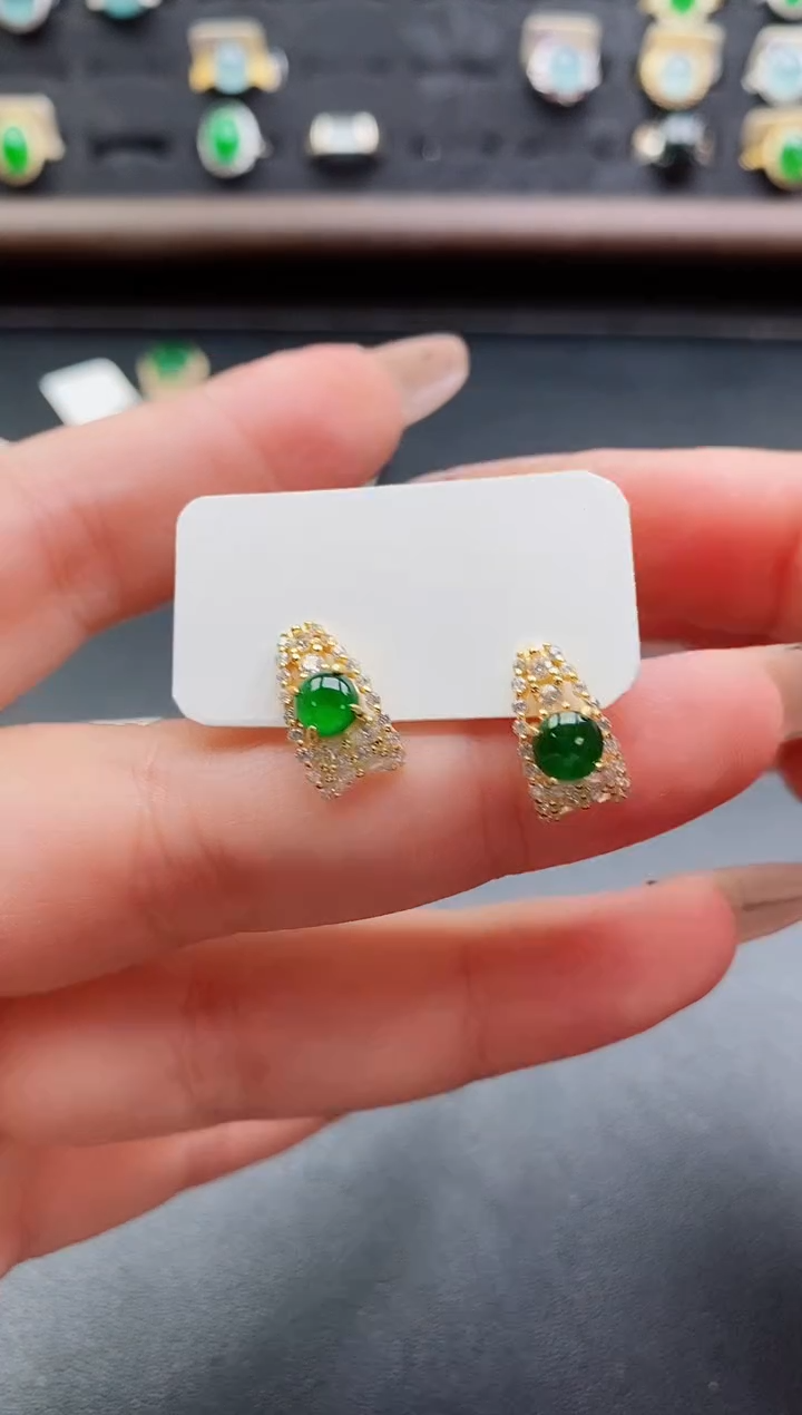 银S925镶嵌戒指翡翠1