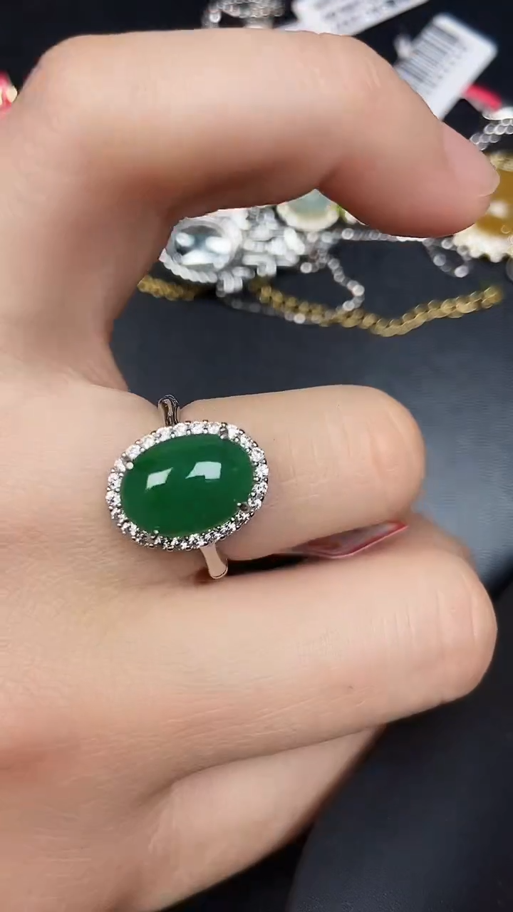 银S925镶嵌戒指翡翠2890