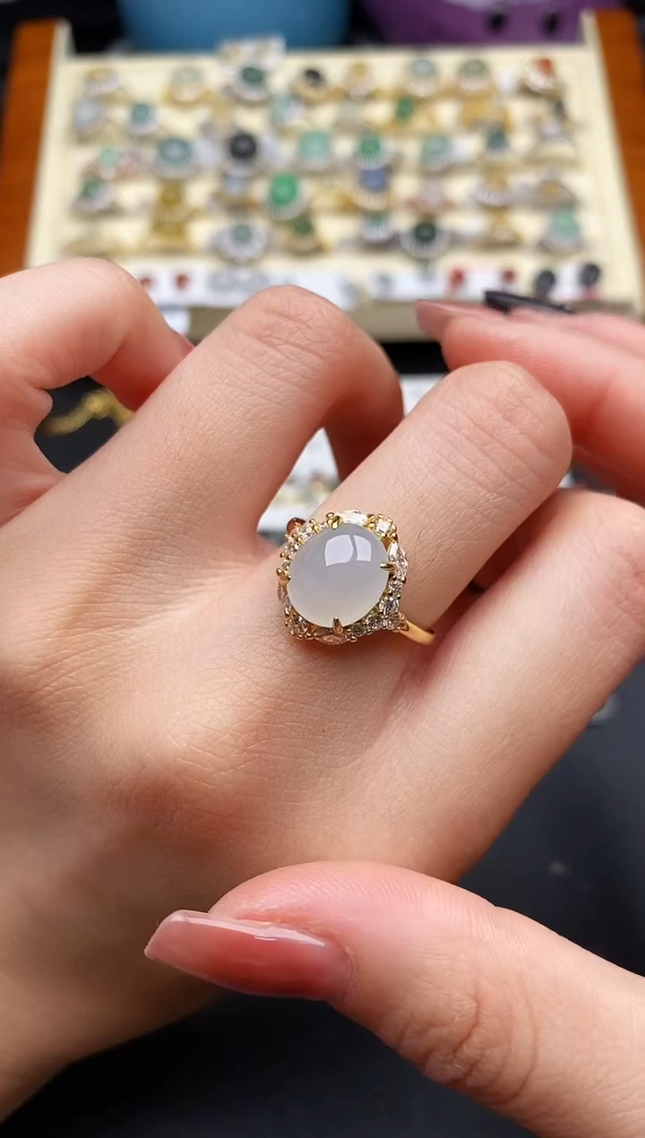 翡翠银S925镶嵌戒指7777777+2