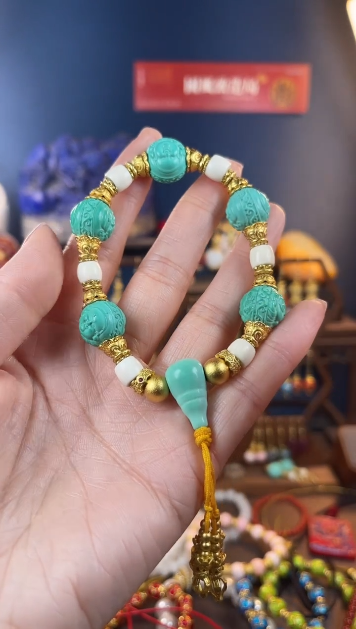 手工艺品琉璃若**师，满工蓝白设计师款手串