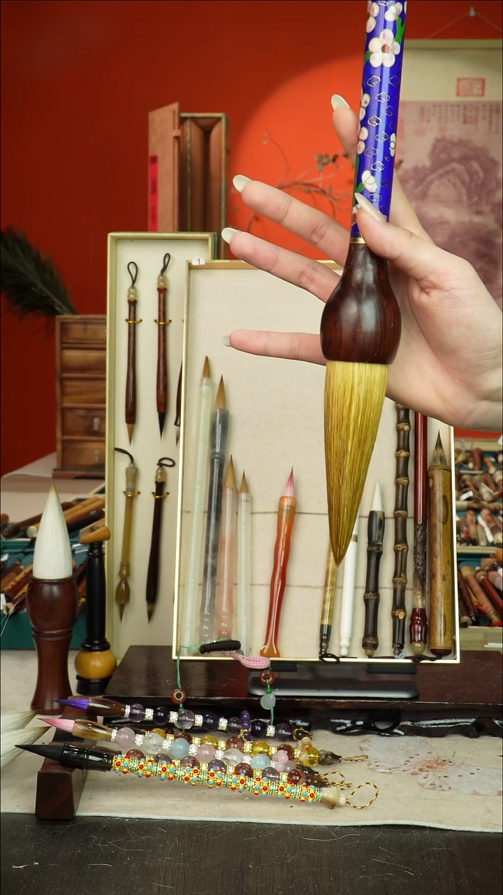 100号闪孤品高货毛笔链接 清水试笔 蘸墨不退