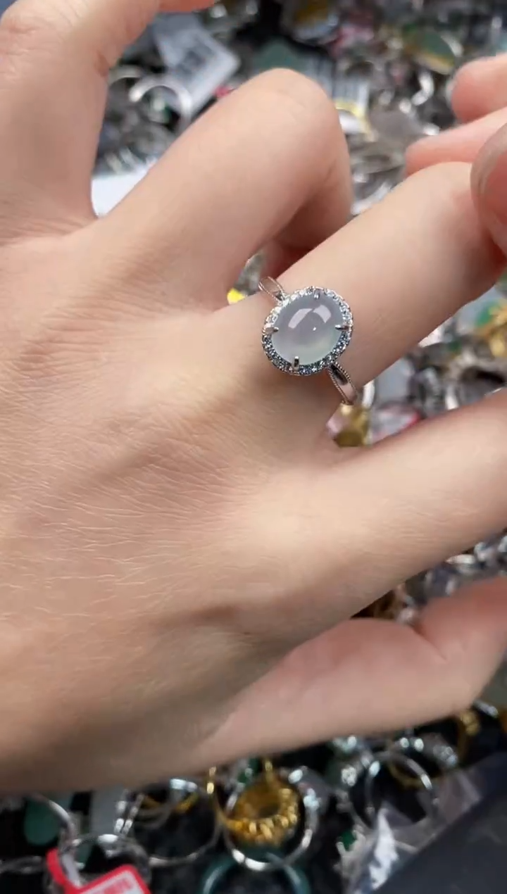 银S925镶嵌戒指翡翠999             1